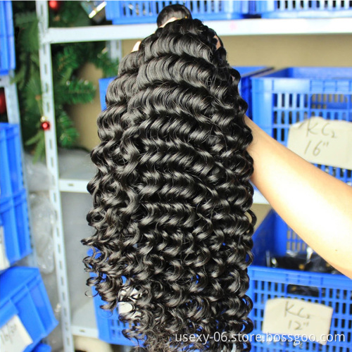 Deep wave 3 Human Hair bundle With 13x4 13x6 13x8 swiss Lace Frontal